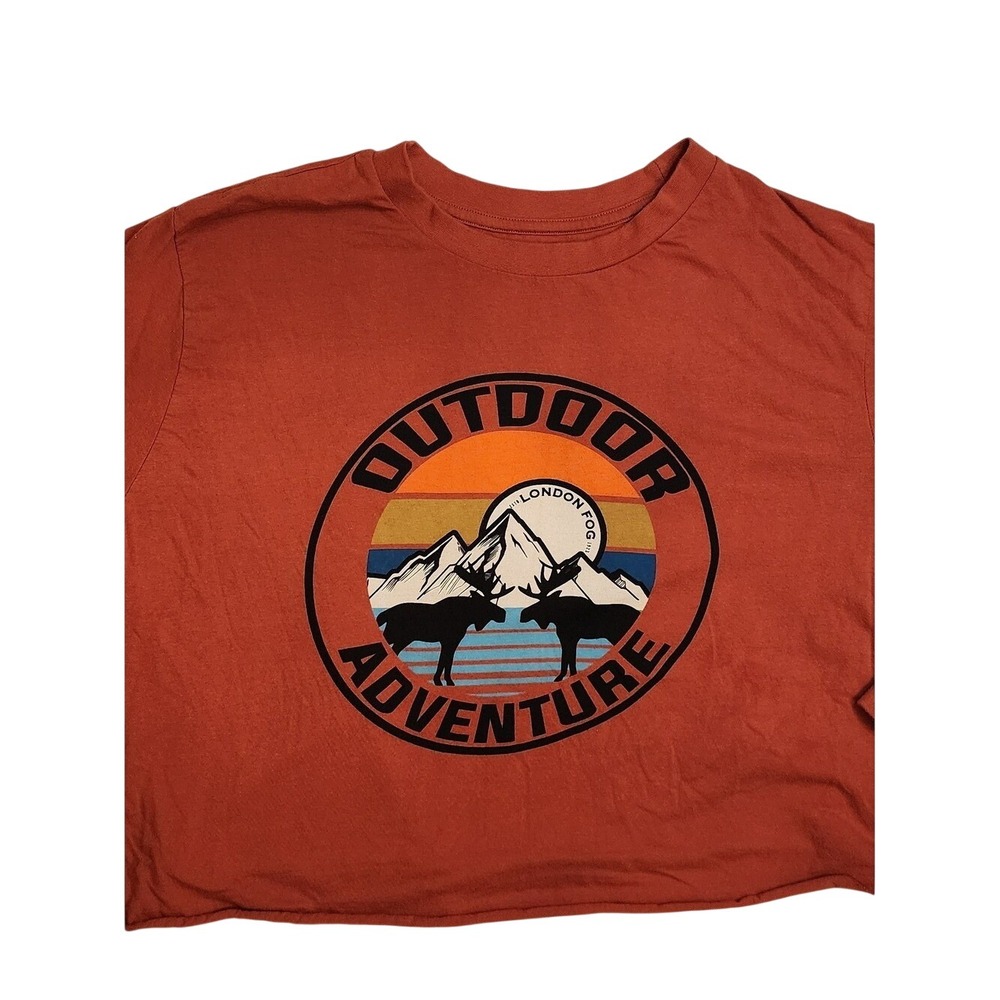 London Fog Cropped Long Sleeve Tshirt Rust Camping Outdoor Adventure Hiking 2XL